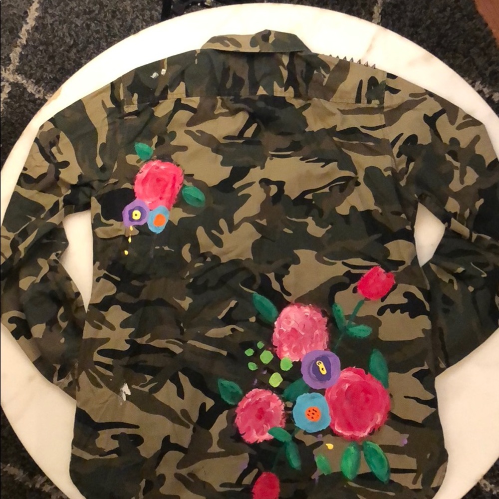 🎨 Painted Artist Original Studded Camouflage Coat